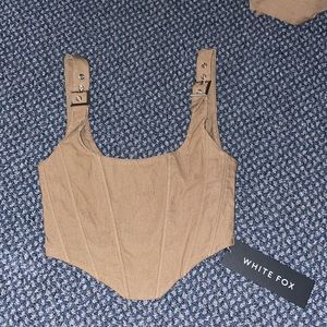 MOCHA white fox buckle corset (keep me close bustier)